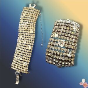 Weiss Rhinestone Bracelet Vintage Silver Tone Clear Crystal Statement 285